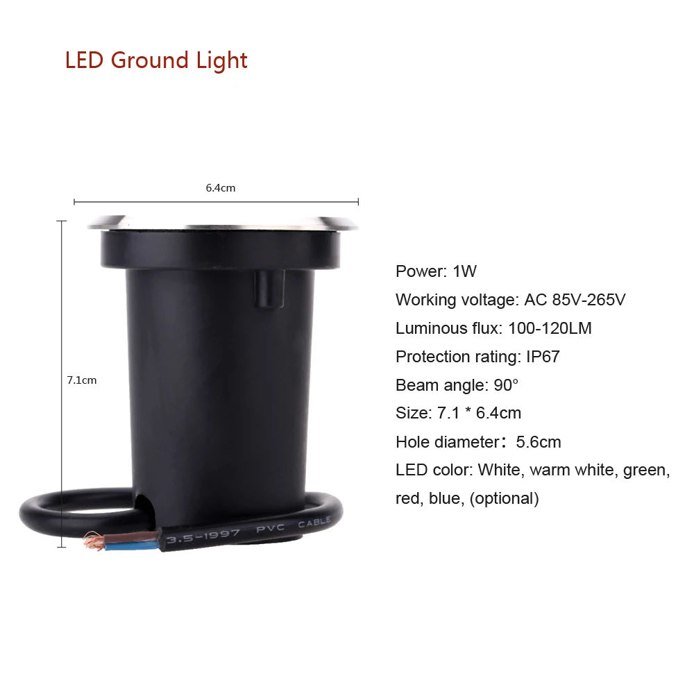 Новинка IP67 Водонепроницаемый 1 Вт 3 Вт AC 85-265 в светодиодный наружный наземный сад дорожка Пол подземный погребенный двор лампа точечный ландшафтный светильник