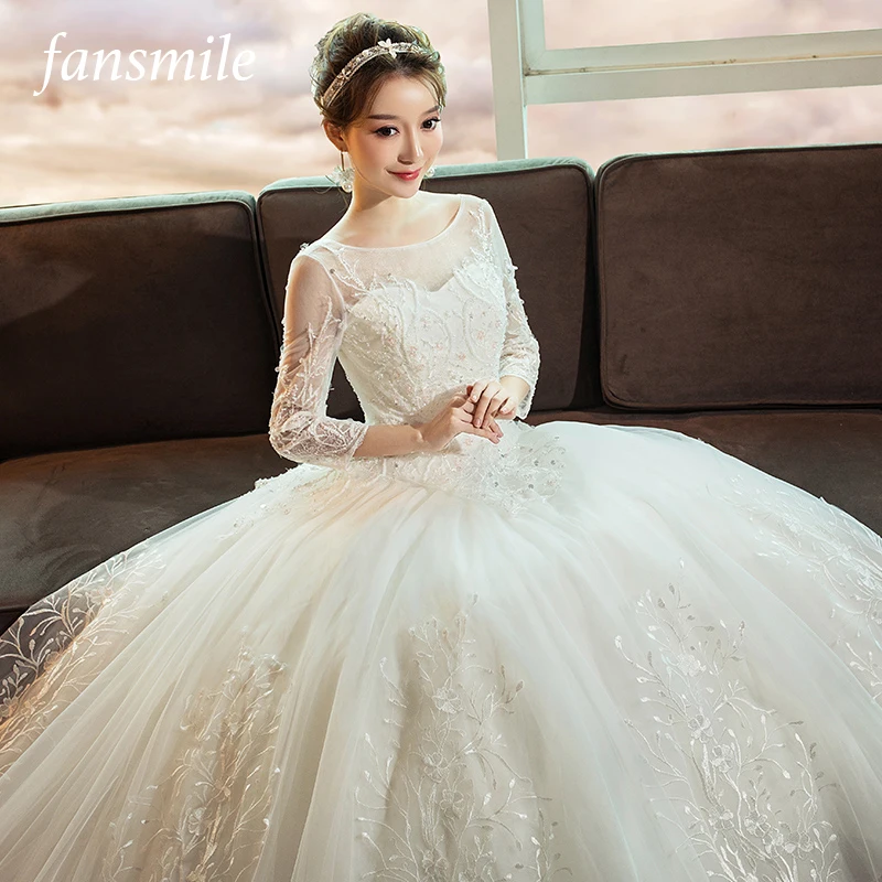 Fansmile 2019  Korean  Lace Up Ball Gown  Quality Wedding  