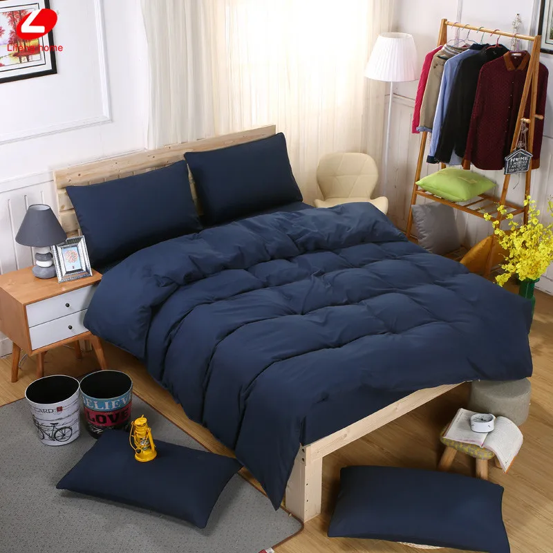 Comprar Textiles para el hogar de juegos de ropa de cama 3 o 4 piezas funda nórdica + plana hoja + funda de almohada azul oscuro ropa de cama breve hogar cama