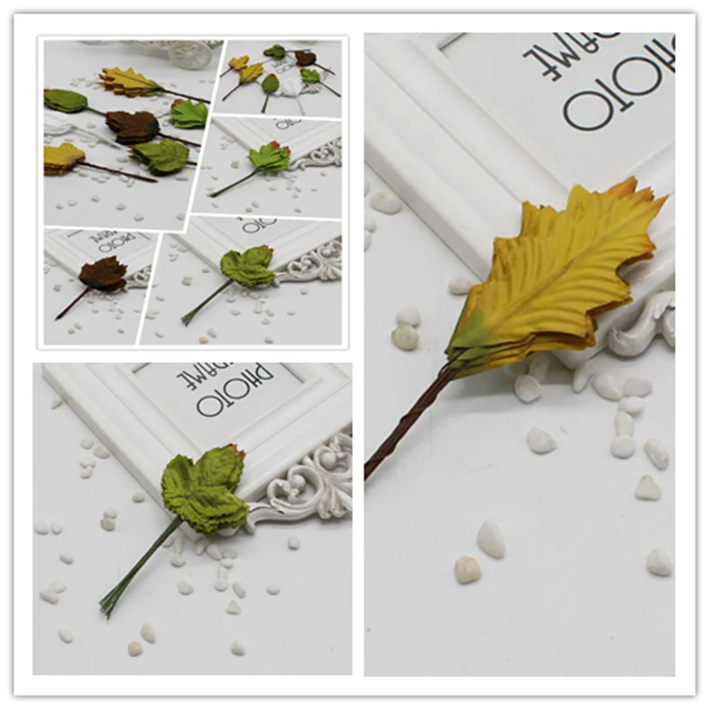 

New cheap 12 leaf green artificial maple leaf silk wedding party craft decoration artificial flower DIY cut and paste