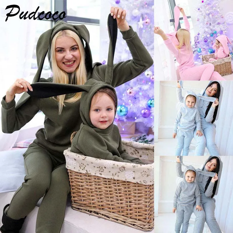 Спортивный костюм для мамы и дочки Pudcoco комплект из 2 предметов: толстовка с