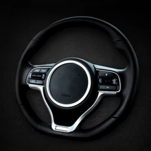 Carro Tampa Do Painel Frame Crachá Guarnição Steering Wheel Chrome Para KIA OPTIMA 2016 2017 Inserção Trims Capas Molduras Interiores