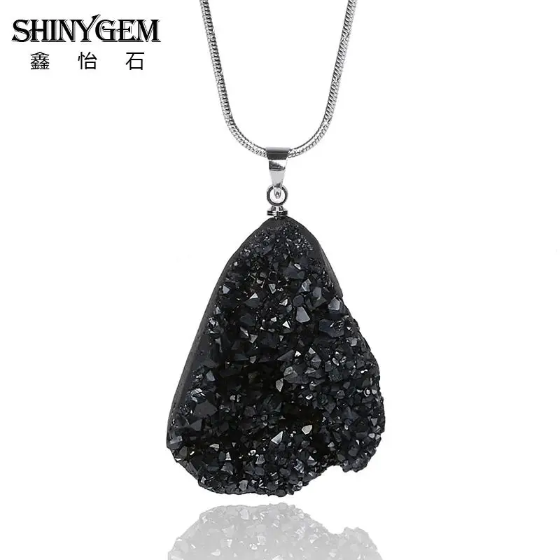 SHINYGEM модное ожерелье из природных кристаллов многоцветное ожерелье с кулоном из натурального Друза с искусственным кварцем для женщин