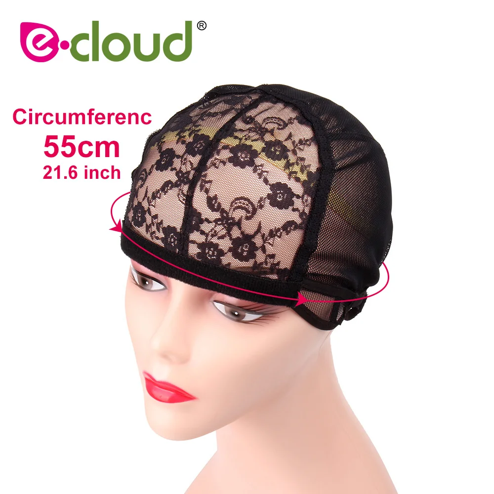 5pcs/pack Wig Cap Weaving Glueless Caps Black Mesh Lace Front Crochet Adjustable Straps Elastic Bands For Making Wigs Hairnet
