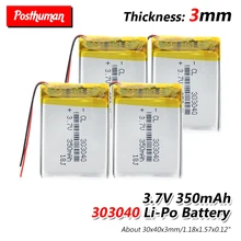 Перезаряжаемая батарея 3,7 в 350 мАч Lipo 303040 литий-полимерная литий-ионная батарея Lipo ячеек для MP3 MP4 gps медицинского устройства