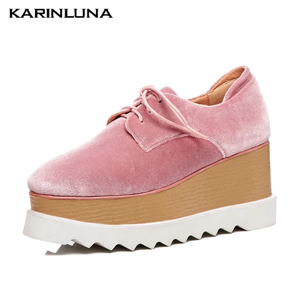 

Large Size 42 Ladies Wedges Lace Up Flat Platform Shoes Woman Casual Soft Autumn Spring Flats Shoes Sneakers