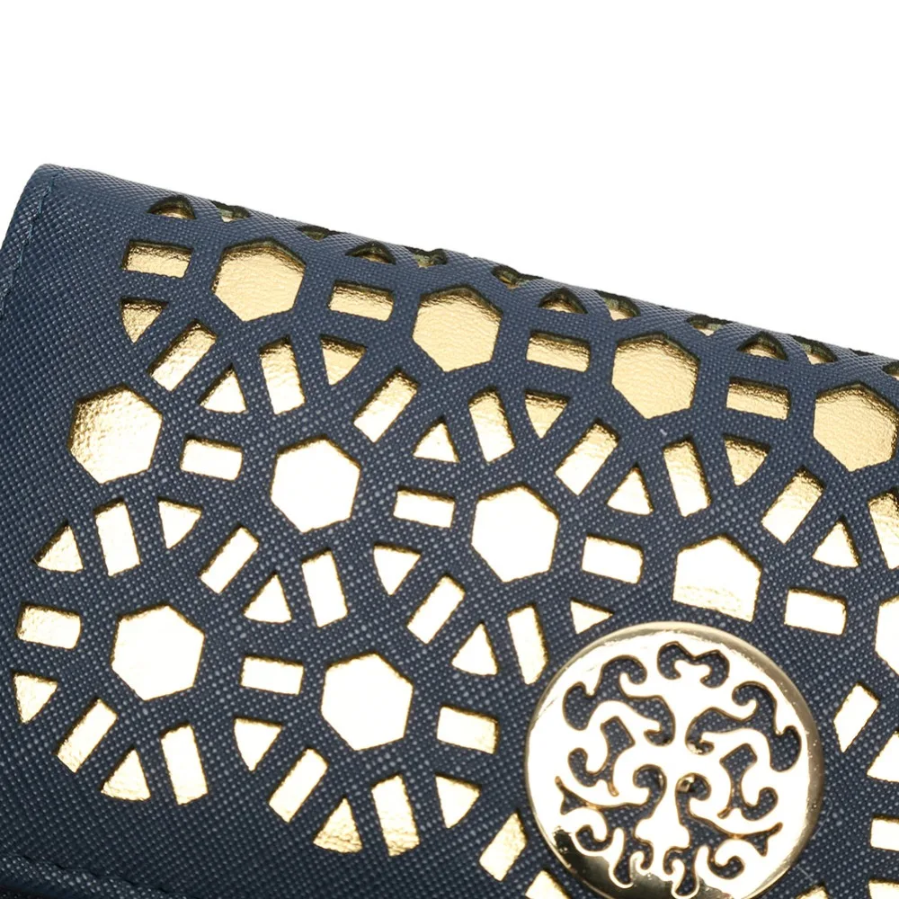 AFKOMST женский кошелек длинный кошелек из искусственной кожи элегантный золотой выдалбливающий дизайн с блестками удобный кошелек для монет VKP1368-1