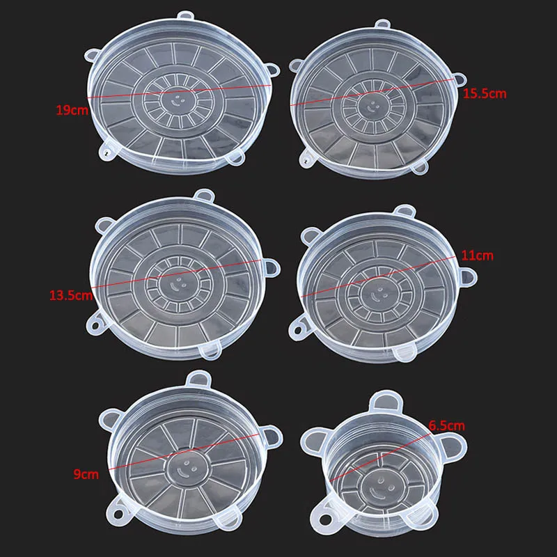 Многоразовые портативные кухонные принадлежности универсальные инструменты для приготовления пищи растягивающиеся крышки 6 шт Силиконовая пищевая упаковка чаша крышка для горшка