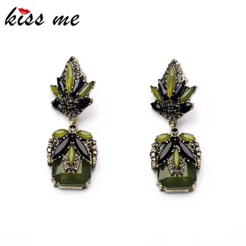 

KISS ME 2017 Trendy Statement Jewelry Elegant Antique Gold Color Long Dangle Drop Earrings for Women Factory Wholesale