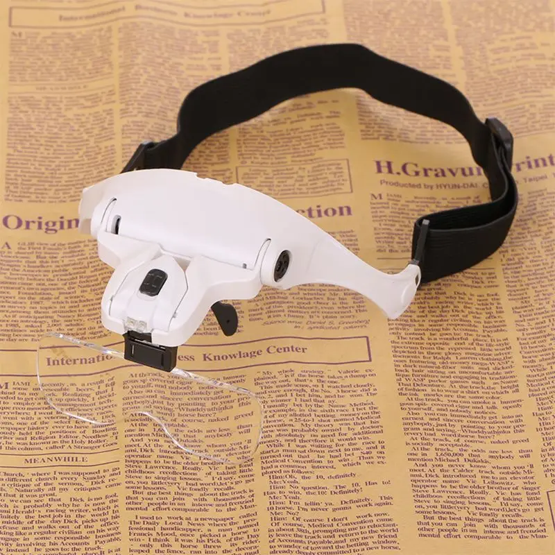 Glasses Magnifier Glass, 5 Lens Loupe Eyewear Magnifier With Led Lights Lamp,Headband Led Magnifying Glass For Reading
