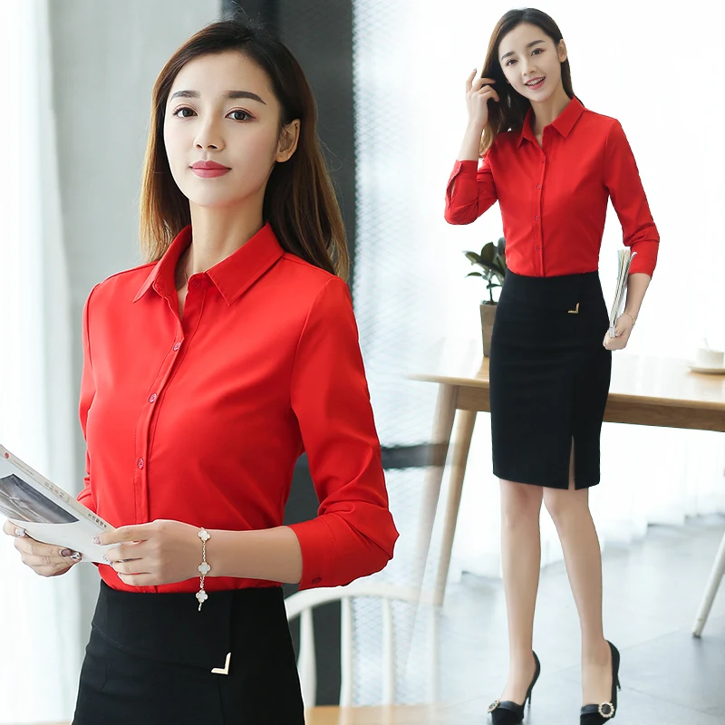 

Korean Fashion Chiffon Women Blouses Turn-down Collar Long Sleeve White Women Shirts Plus Size XXL Womens Tops and Blouses