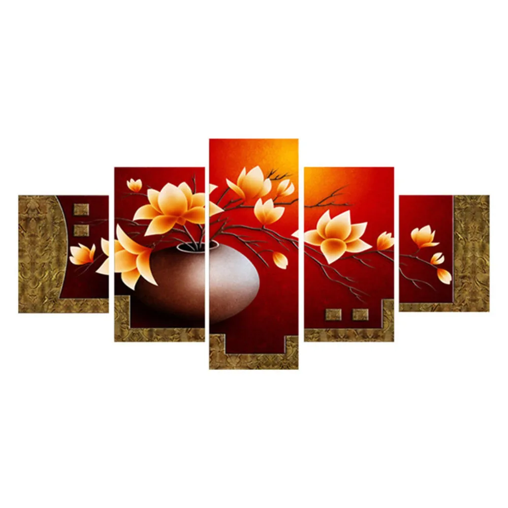

5 Pieces Canvas Painting Wall Pictures For Living Room Home Decorations Poster Modern Flower Vase Art Prints Oil Paintings Gifts