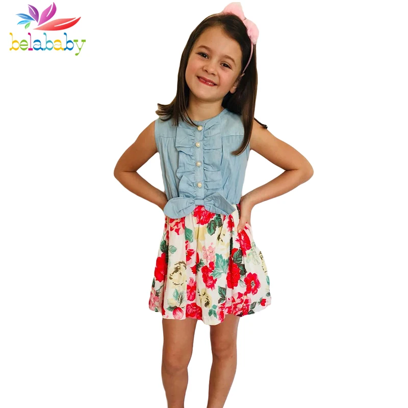 Belababy Bebê Vestido Da Menina 2018 Nova Marca Floral Meninas Vestidos de Verão Princesa Crianças Vestidos Para Meninas Roupas 2-9y Dropshipping