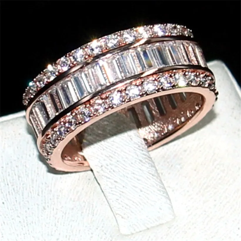 CHOUCONG ювелирные изделия 925 серебро и розовое золото проложить установка полный 5A Циркон Вечность Обручальное кольцо с камнем Размер 5,6, 7,8, 9,10