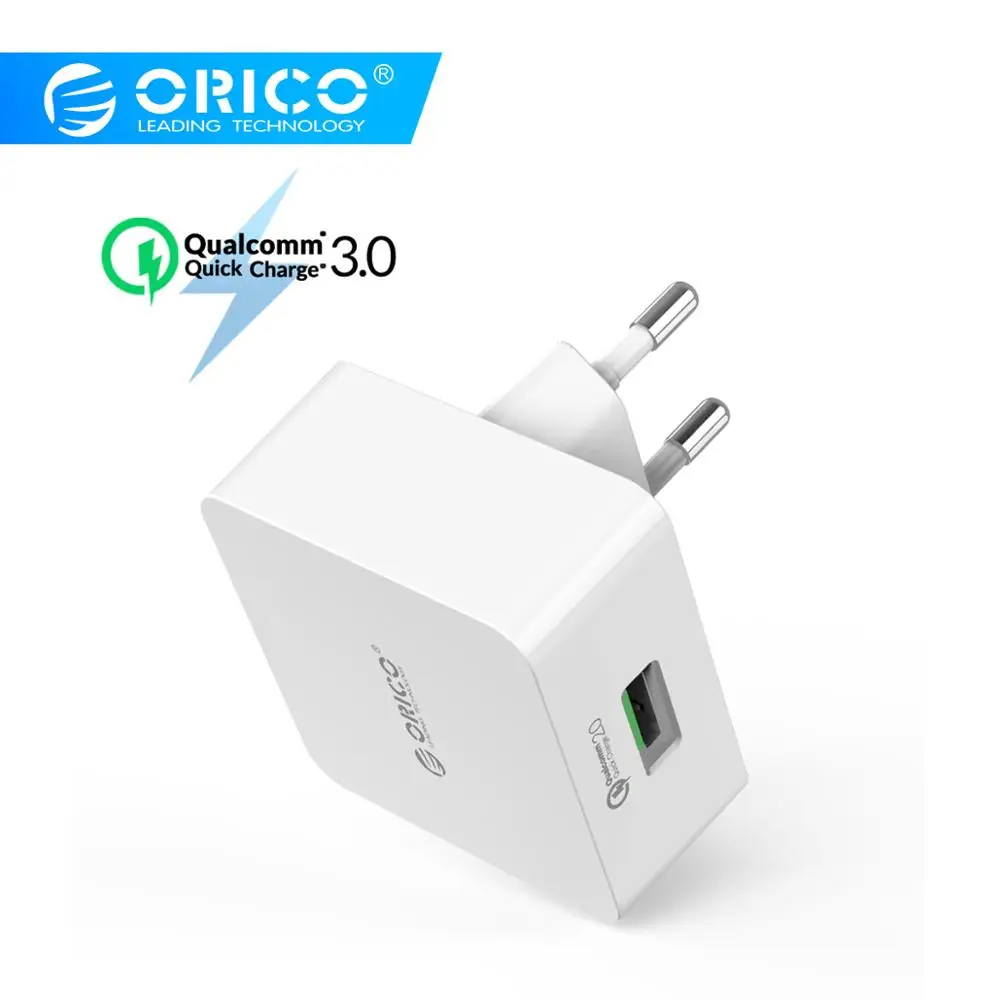 Сетевое зарядное устройство ORICO QC 2 0 USB быстрое для телефона и планшета с кабелем
