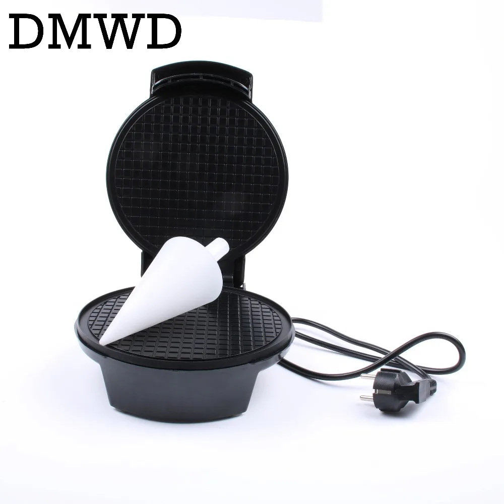 DMWD Electric Egg Roll Maker DIY Ice Cream Cone Machine Crispy Eggs Omelet Mold Crepe Baking Pan Waffle Pancake Bakeware EU plug