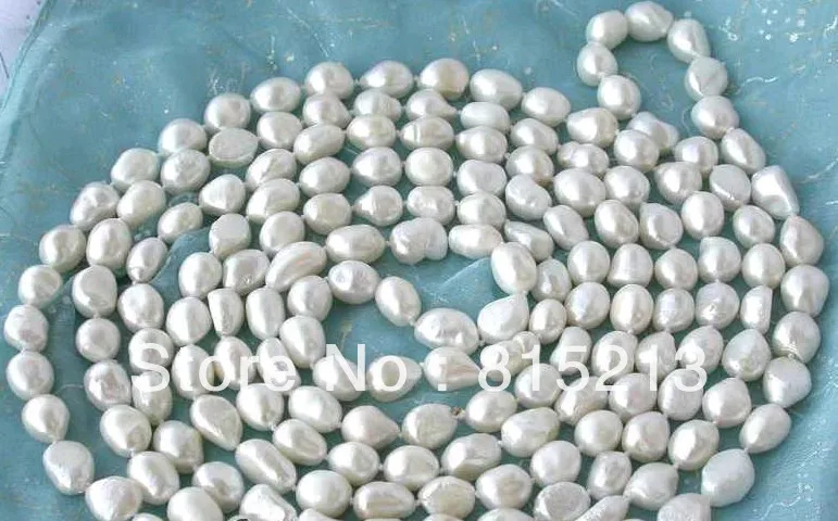

FREE SHIPPING>>>@@ > N74 NEW long 46 "8-9mm baroque white freshwater pearl necklace