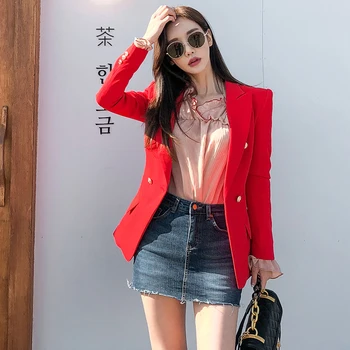 

spring autumn suit women's fashion casual slim suit jacket red jacket Office lady overalls blazer coat winter clothes women
