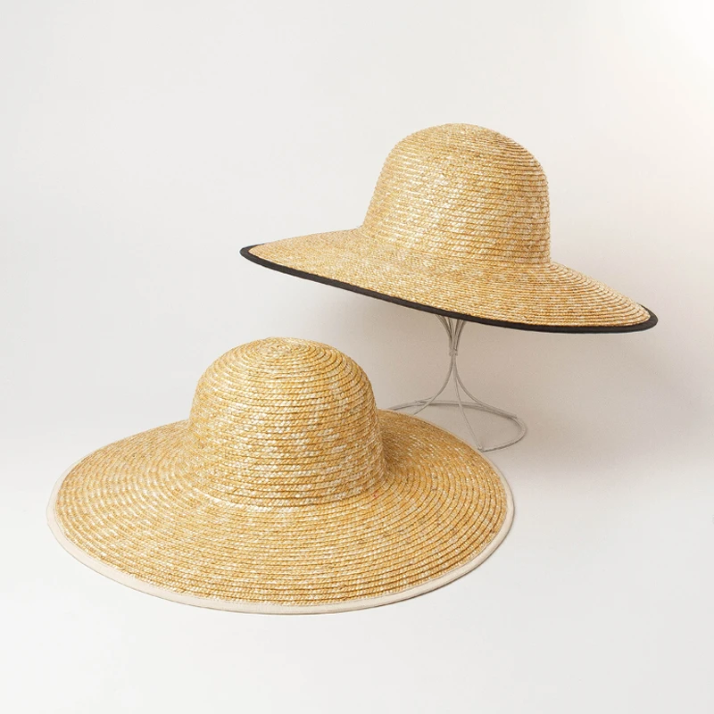 

01905-HH7224 2019 new summer handmade Straw weave solid beach sun cap women leisure holiday hat