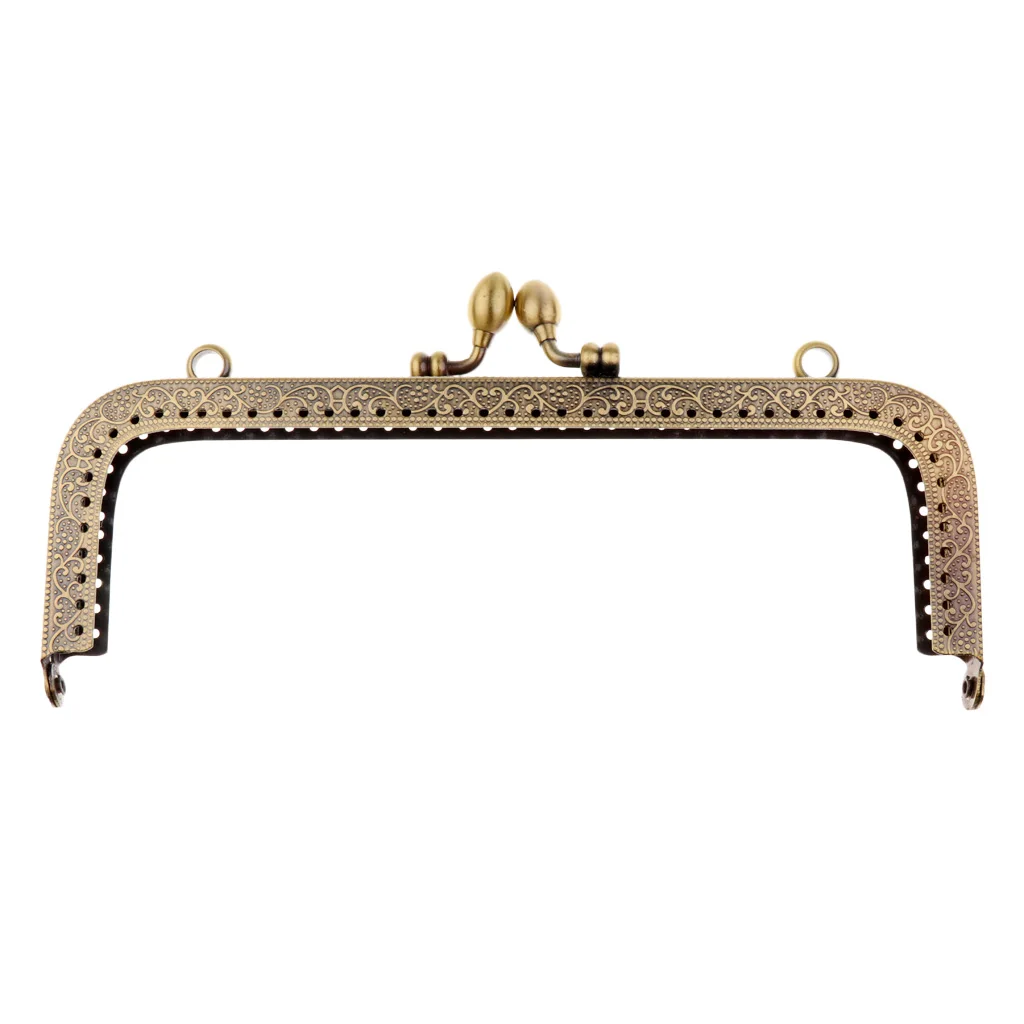 2xMetal Purse Frame Clutch Bag Kiss Clasp Rectangle Lock DIY Craft Handmade