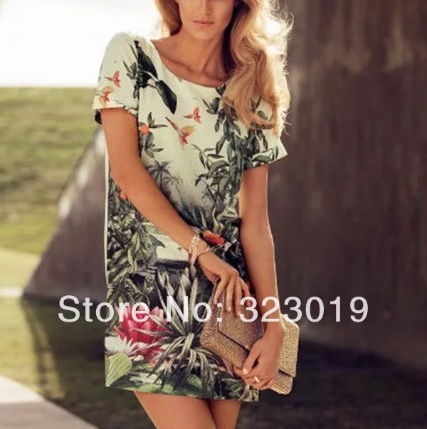 

Birds Print Women Spring Dress