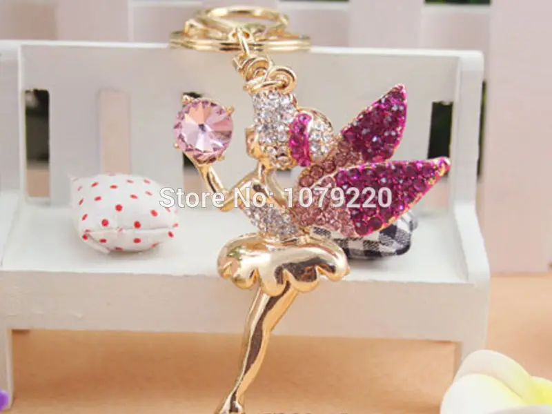 

Aangel Keychain Beautiful Car Keyring Cute Rhinestone Crystal Charm Pendant Key Bag Chain Gift New Fashion