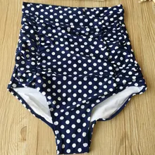 Привлекательный женский купальник с высокой талией, в белый горошек, с принтом, для плавания, высококачественные штаны, эластичные летние сексуальные пляжные трусы большого размера