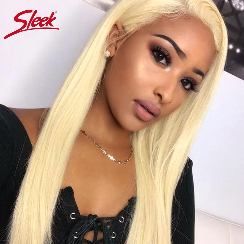 

Sleek 130% Density 613 Honey Blonde 13x6 Lace Front Wig Pre Plucked With Baby Hair Brazilian Remy Straight Human Hair Wigs