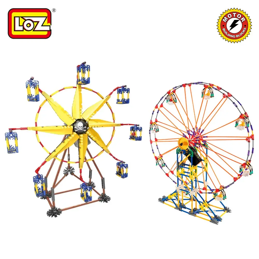 

LOZ City Motor Building Block Electric Battery Technic Brick Amusement Park Toys For Kids Roller Coaster Ferris Wheel Model DIY