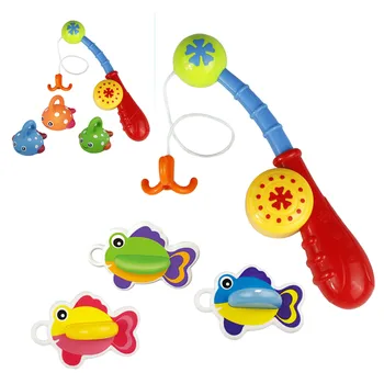 

4 PCS Children Kids Bath Fishing Game Toy Set Includes 1 Fishing Rod 3 Fish Toys