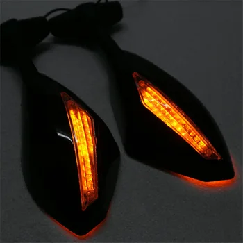 

2pcs Motorcycle Rearview Mirrors Black With LED Turn Signal For Honda Kawasaki Suzuki MAL999