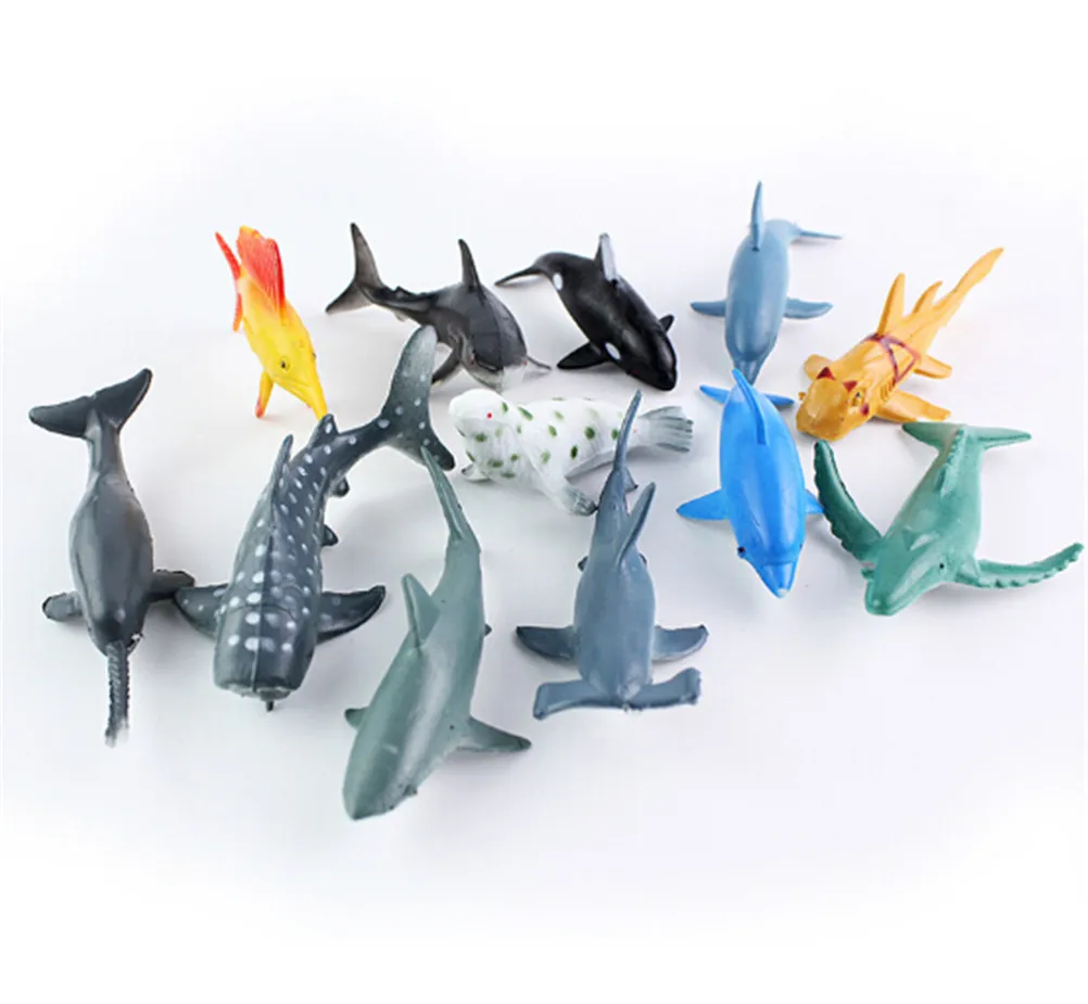 

24pcs/lot Sea Life Model Toys PVC 4-7cm Pool Fish Toy Early Education Marine Animals Figure Gift For Children Kids Whosesale