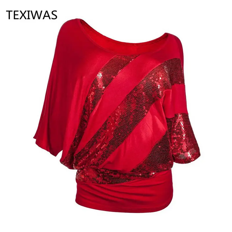 red sparkle womens tops