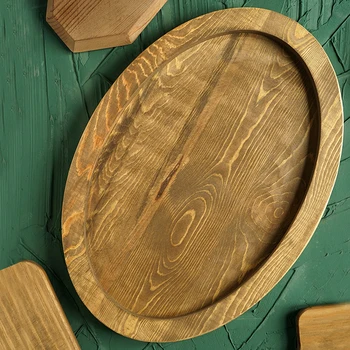 

SWEETGO wood cupcake tray 46*32cm handmade tea handle tray burly-wood pallet cake table decoration dessert makeup holder