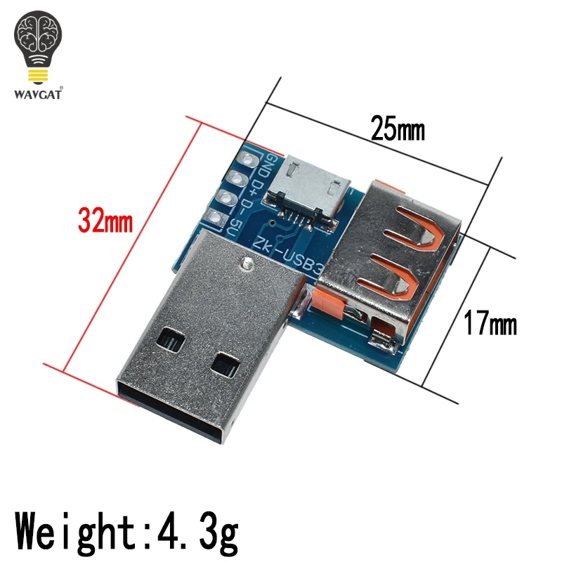 USB плата с переходной головкой штекер гнездо для поворота microUSB на головку 4P 2 54 мм