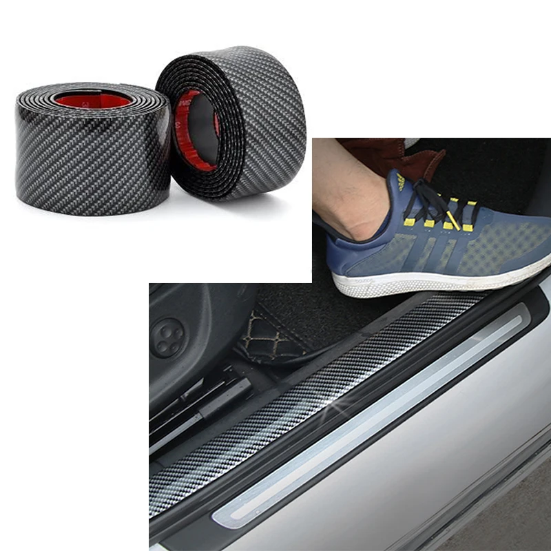 

Car Stickers 5D Carbon Fiber Rubber Styling Door Sill Protector Goods For volkswag ford focus passat BMW Audi Mazda Accessories