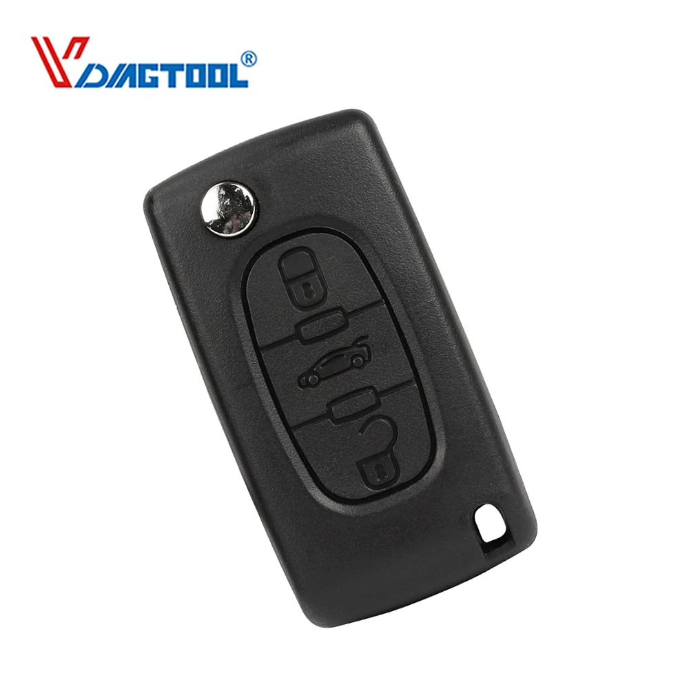 

VDIAGTOOL 3 buttons Remote 307 flip Car Key Case For Peugeot Key Shell without groove blade no logo trunk middle button(CE0536)