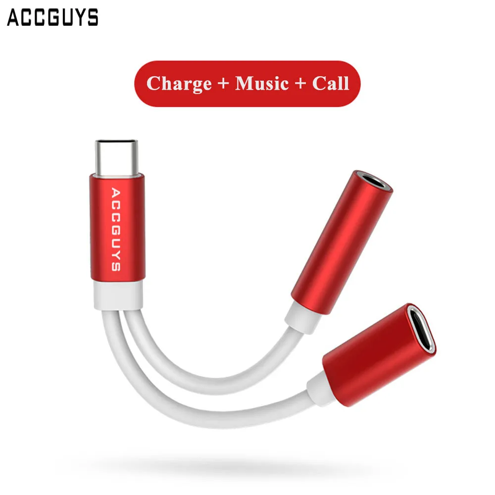 ACCGUYS 2 In 1 USB Type C to 3.5mm Female Audio Earphone Jack Charger Aux Adapter For Samsung S8 S9 Xiaomi 6 Mi 8 Huawei P20 | Мобильные