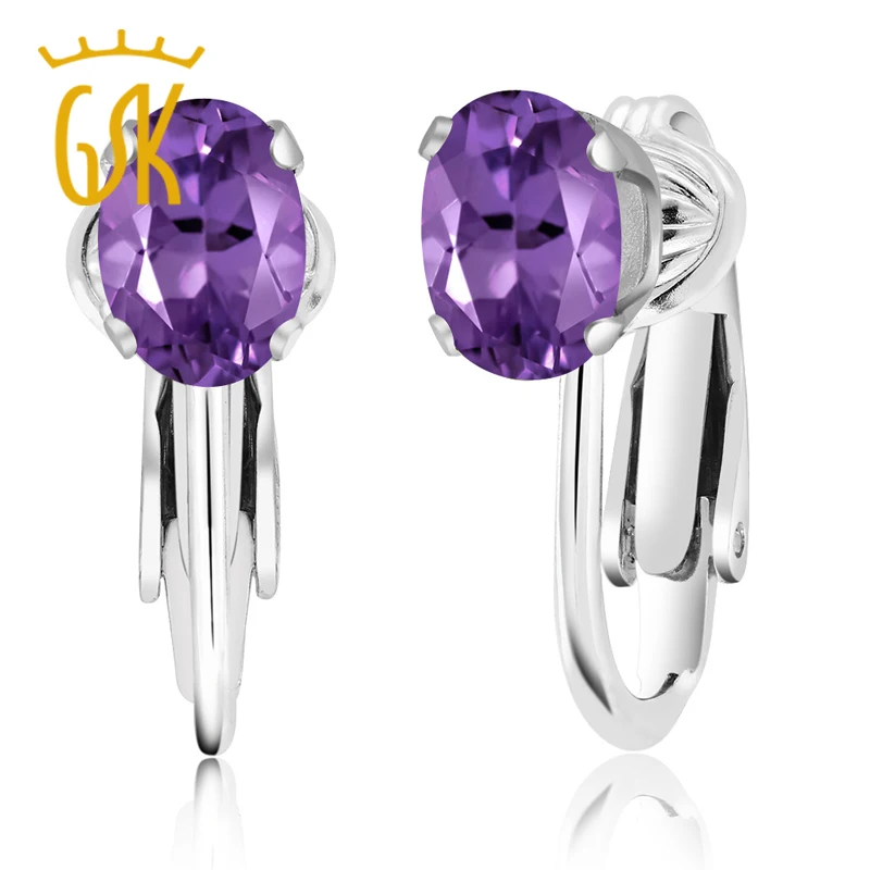 Gemstoneking 2017 серьги ювелирные изделия 1.50 ct Овальный Фиолетовый аметист 925