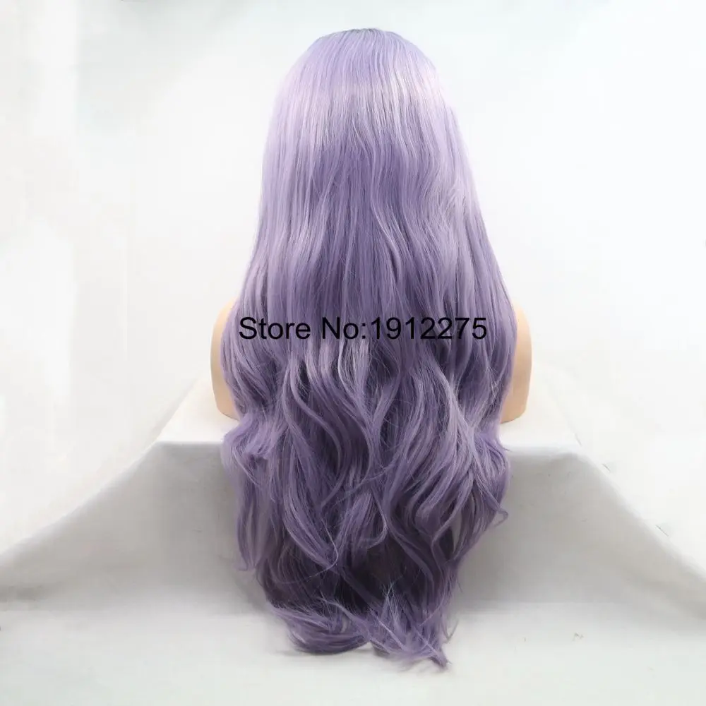 Sylvia Purple Hair Long Wavy Synthetic Lace Front Wig For Women