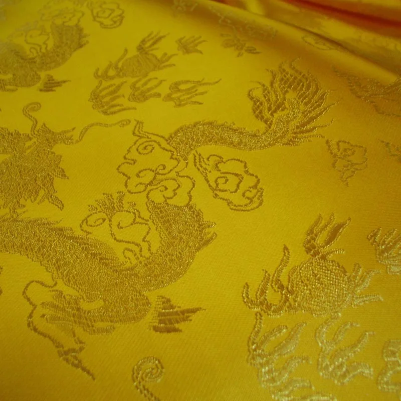 Локальный Цвет Желтый Дракон узор парча/Китайский традиционный шелковой атласной ткани/ручной DIY упаковка/100 см* 90 см