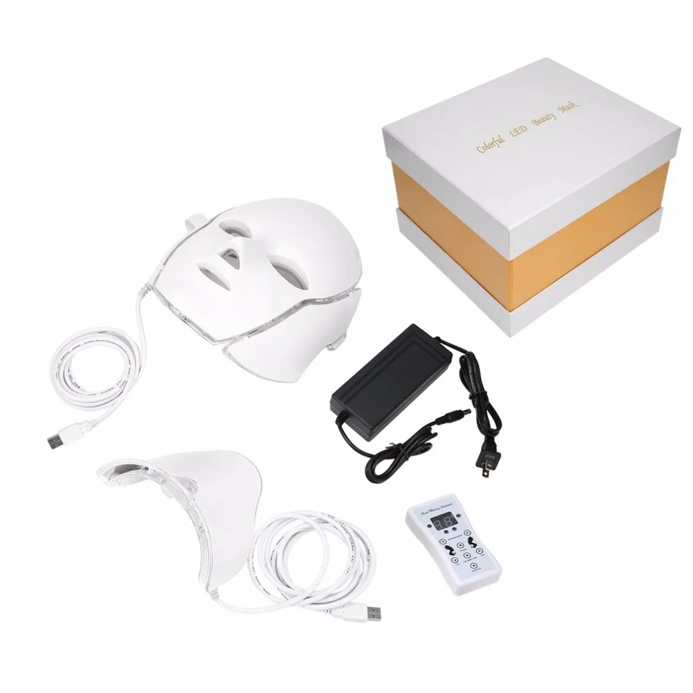 

LED 7 Colors Light Microcurrent Facial Mask Machine Photon Therapy Skin Rejuvenation Facial Neck Mask Whitening Electric Device