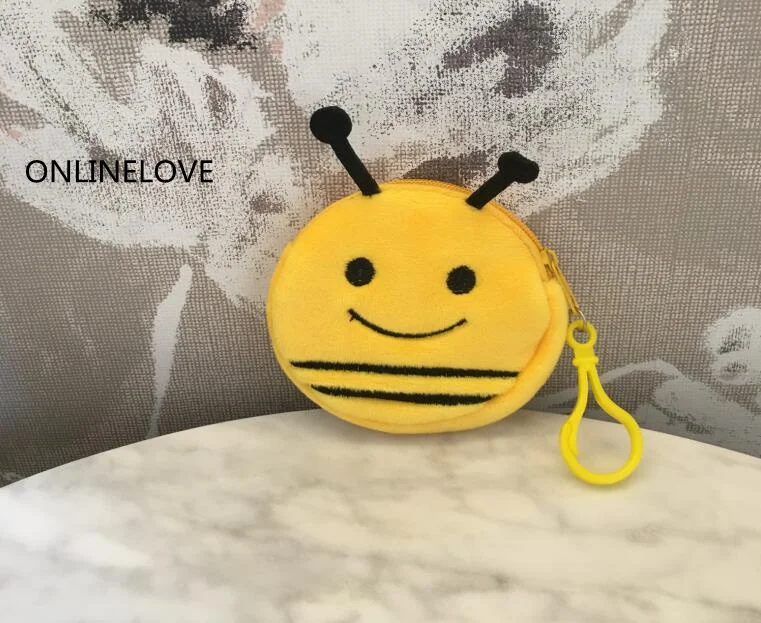 Супер милый 2 размера-маленькая медовая желтая пчела Монета Сумка, 8 см мини плюшевый подарок ключ Монета Сумка для бумажника, 10 см плюшевый Кошелек для монет