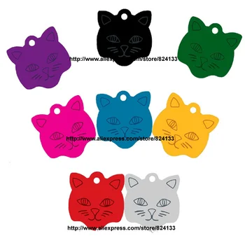 

100pcs/lot cheap wholesale cat products cat id name tags for pets,free shipping mixed colors dog tag collar charm