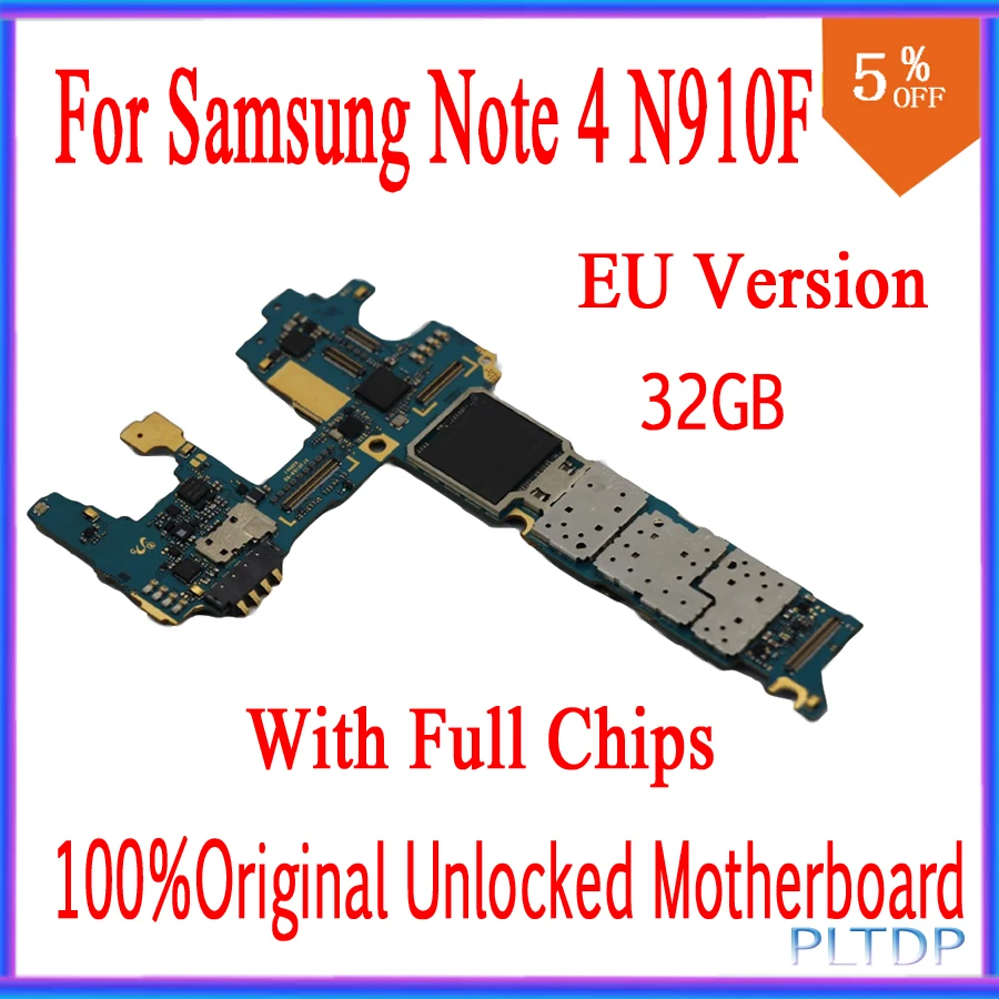 

Europe Version For Samsung Note 4 N910F Motherboard 32GB Mainboard With Chips IMEI 100% Good working logic board,Original unlock