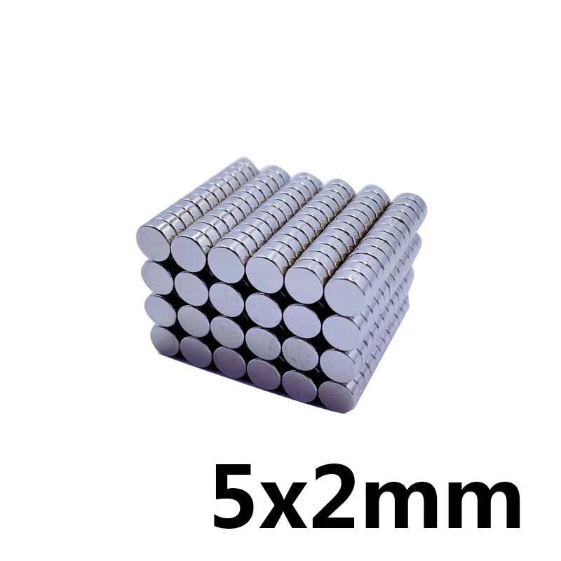 100 шт 5 мм x 2 мм мощные Дисковые магниты 5х2 неодимовые магниты 5*2 в стиле ар нуво соединительные магниты NdFeB магниты