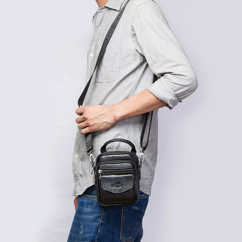 FUZHINIAO Small Genuine Cowhide Leather Men's Shoulder Bag Clutch Handbag Messenger Male Bags Crossbody Sling Tote Small Zipper FUZHINIAO Small Genuine Cowhide Leather Men's Shoulder Bag Clutch Handbag Messenger Male Bags Crossbody Sling Tote Small Zipper