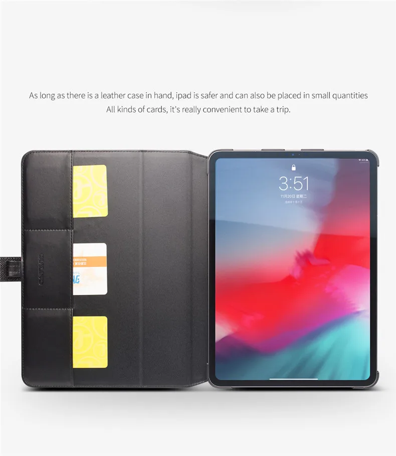 QIALINO, Ультратонкий чехол из натуральной кожи для iPad Pro 12,9, откидной чехол с подставкой и отделениями для карт, Чехол для iPad Pro 11