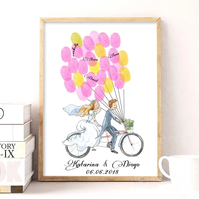 free custom name and date fingerprint guest book for wedding