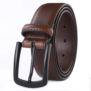 

Men Genuine Leather Dress Belt with Single Prong Buckle